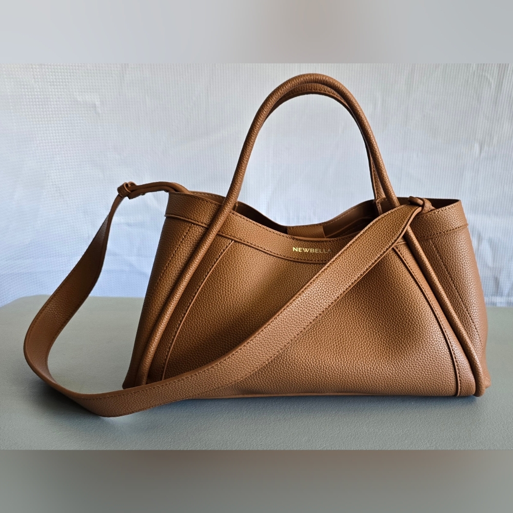 Newbella Structured Tote Bag – Brown Faux Leather Shoulder & Crossbody Purse